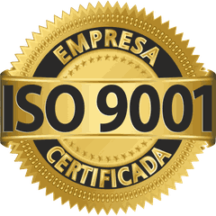 Selo de empresa certificada ISO 9001.